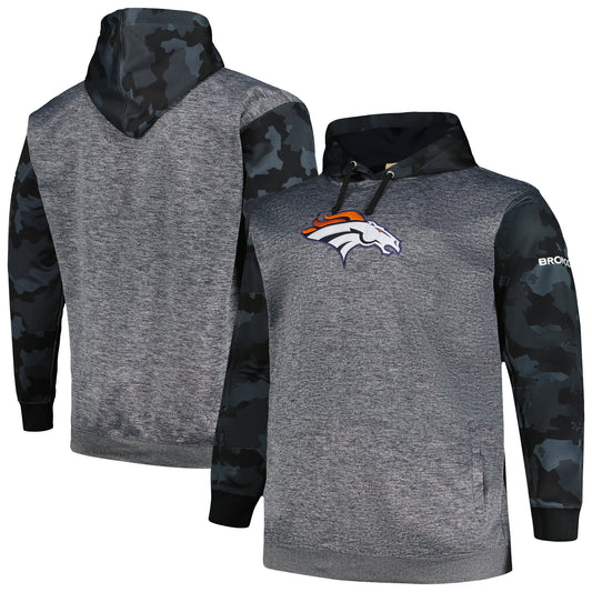 Men's Fanatics Heather Charcoal Denver Broncos Big & Tall Camo Pullover Hoodie