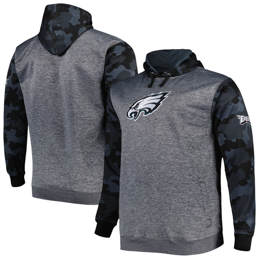 Men's Fanatics Heather Charcoal Philadelphia Eagles Big & Tall Camo Pullover Hoodie