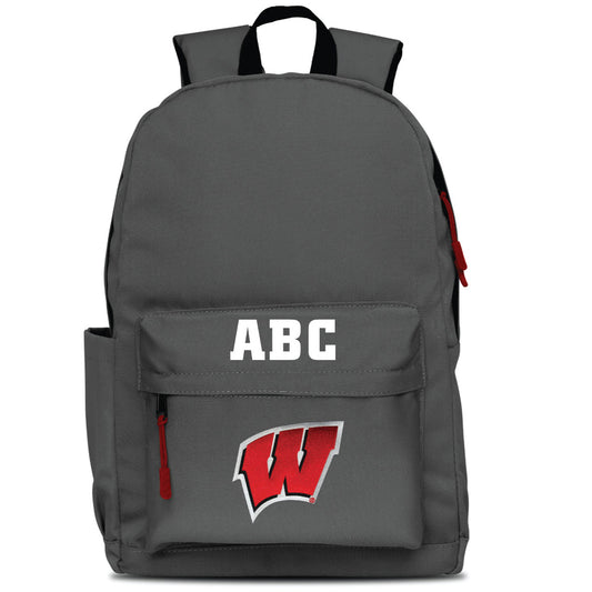 MOJO Gray Wisconsin Badgers Personalized Campus Laptop Backpack