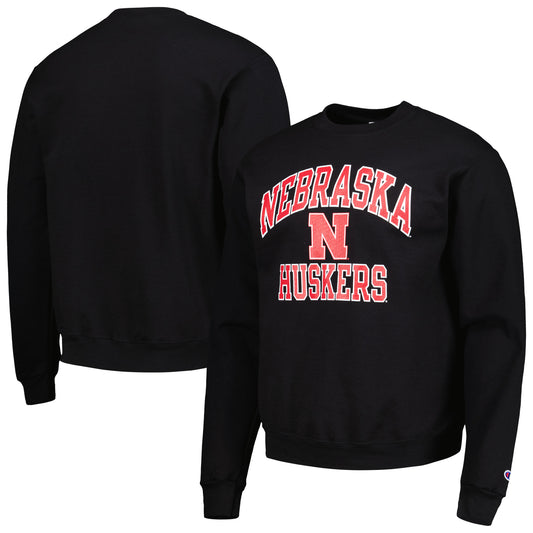 Men's Champion Black Nebraska Huskers High Motor Pullover Sweatshirt