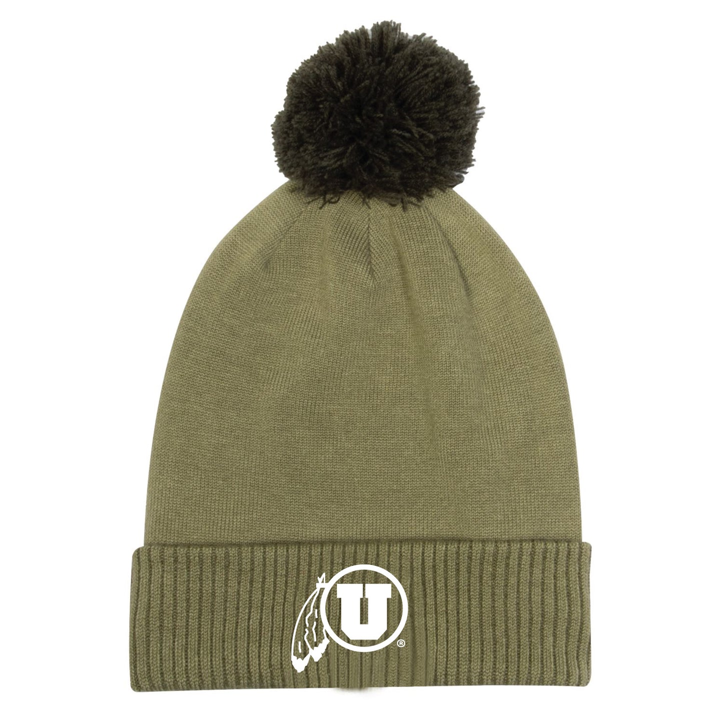 Men's Under Armour  Green Utah Utes Freedom Collection Cuffed Knit Hat with Pom