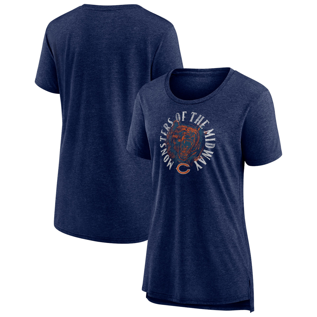Women's Heather Navy Chicago Bears Hometown First Down Tri-Blend T-Shirt
