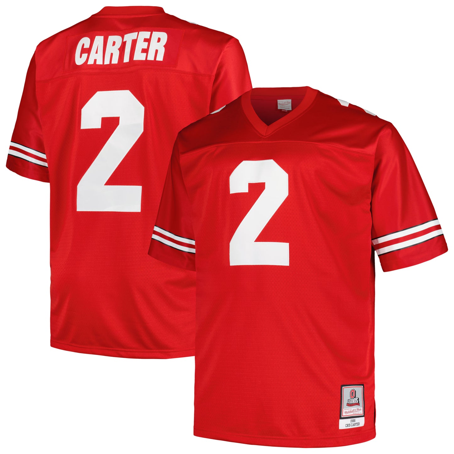 Men's Mitchell & Ness Cris Carter Scarlet Ohio State Buckeyes Big & Tall Legacy Jersey