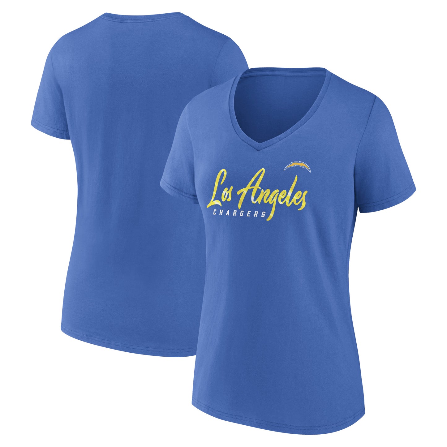 Women's Fanatics Powder Blue Los Angeles Chargers Shine Time V-Neck T-Shirt