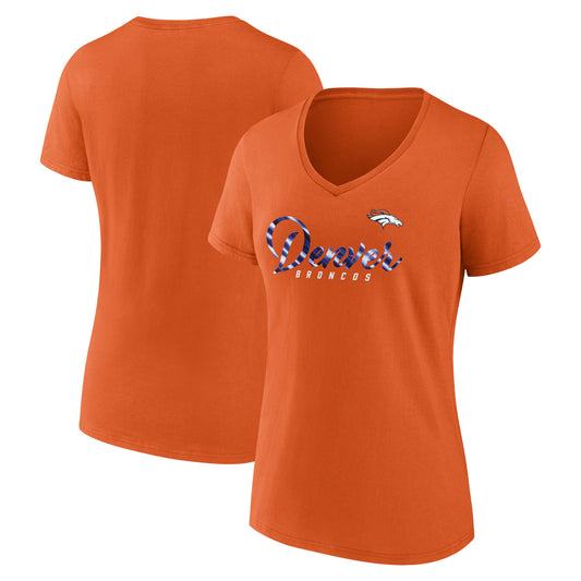 Women's Fanatics Orange Denver Broncos Shine Time V-Neck T-Shirt