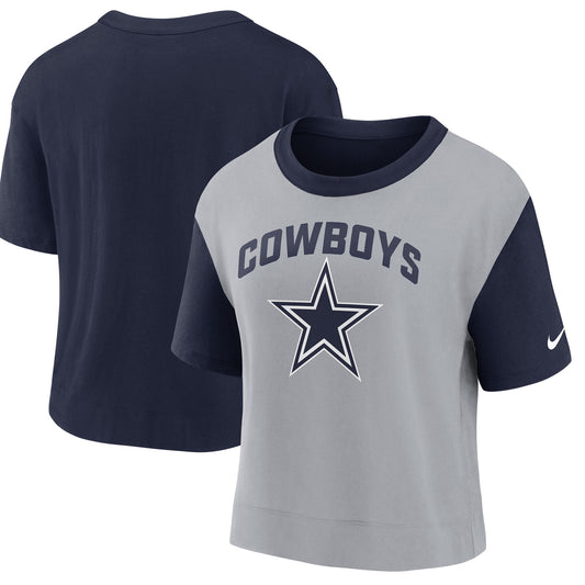 Women's Nike Navy/Silver Dallas Cowboys High Hip Fashion T-Shirt