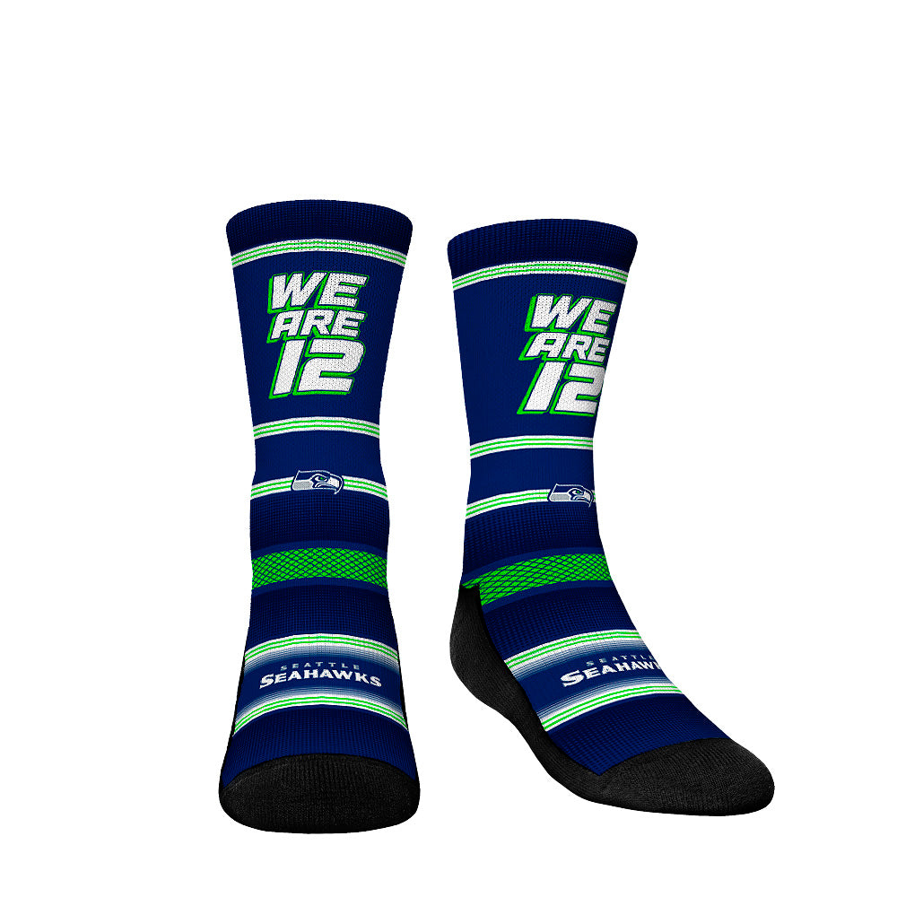 Youth Rock Em Socks Seattle Seahawks Team Slogan Crew Socks