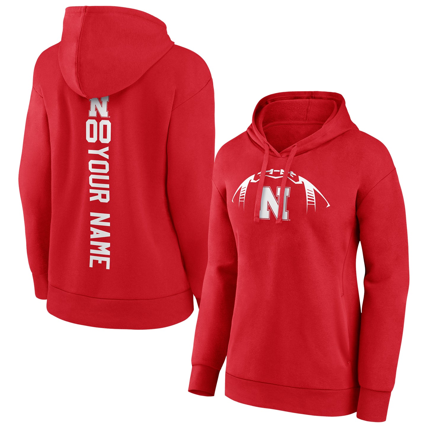 Women's Scarlet Nebraska Huskers Any Name & Number Playmaker Football Pullover Hoodie