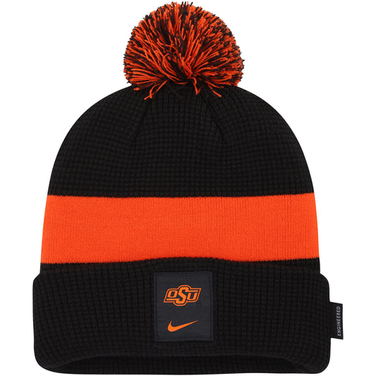 Men's Nike Black Oklahoma State Cowboys Sideline Team Cuffed Knit Hat with Pom