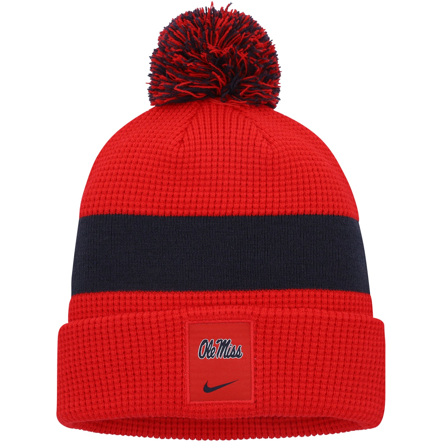 Men's Nike Red Ole Miss Rebels Sideline Team Cuffed Knit Hat with Pom