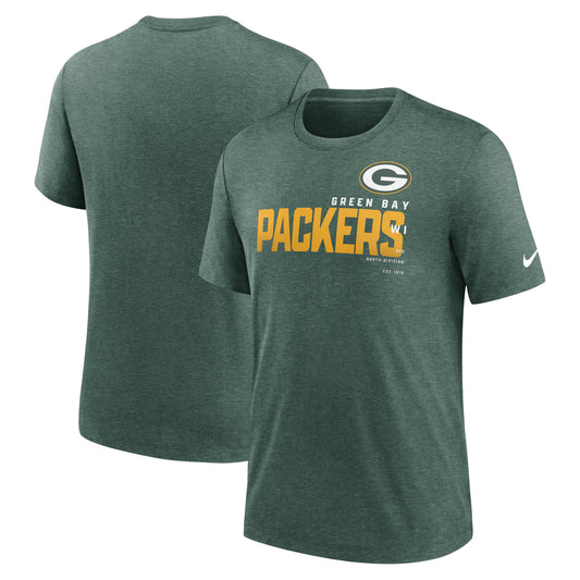 Men's Nike Heather Green Green Bay Packers Team Tri-Blend T-Shirt