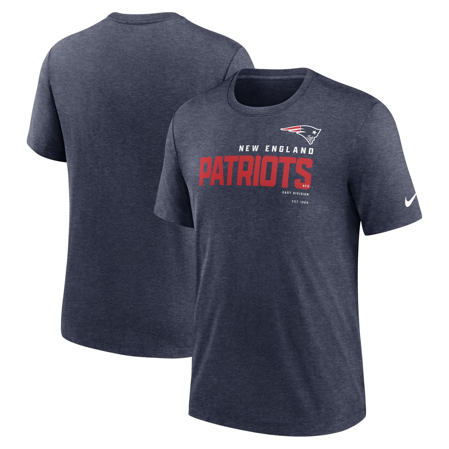 Men's Nike Heather Navy New England Patriots Team Tri-Blend T-Shirt