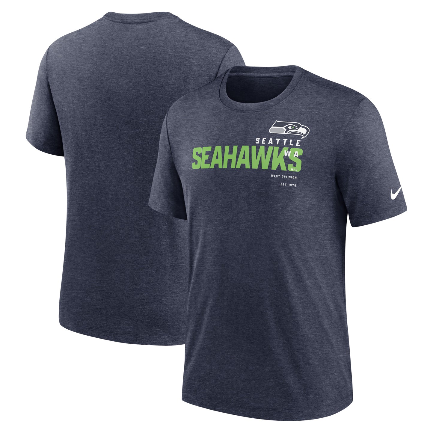 Men's Nike Heather Navy Seattle Seahawks Team Tri-Blend T-Shirt