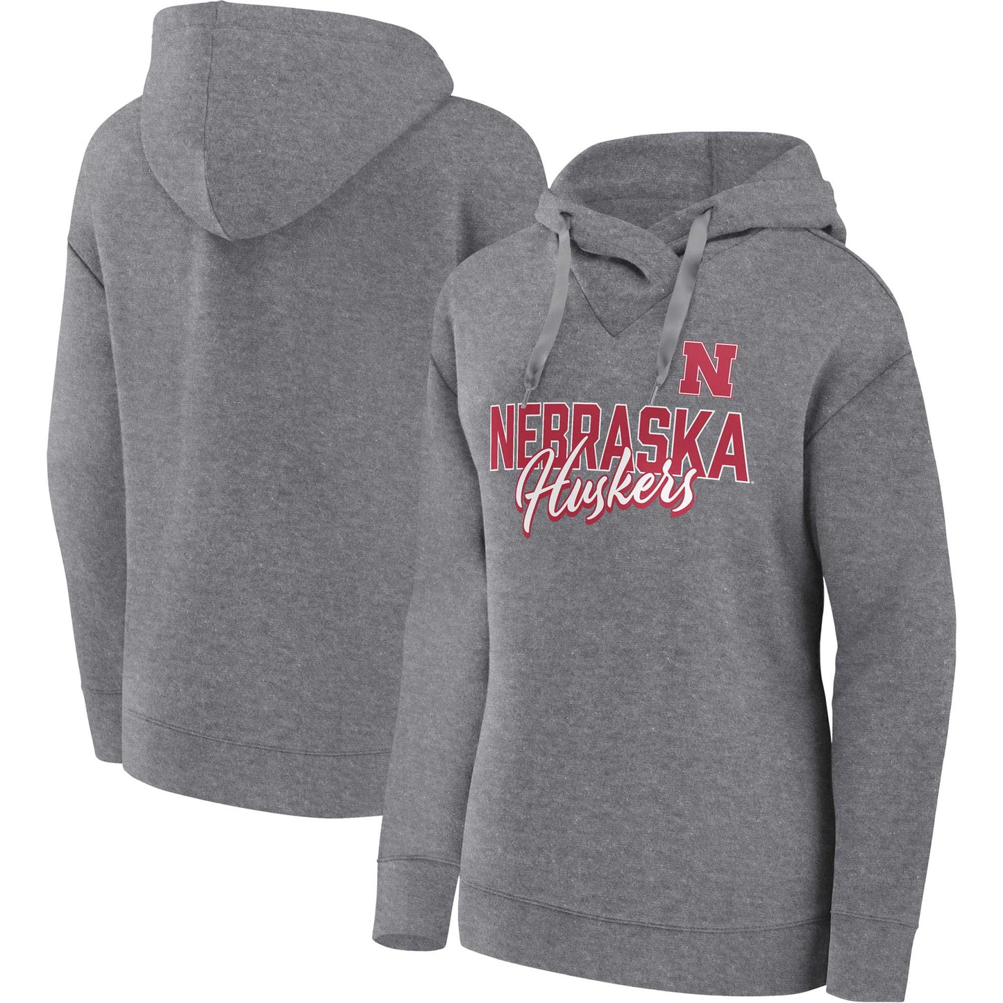 Women's Fanatics Heather Gray Nebraska Huskers Script Favorite Pullover Hoodie