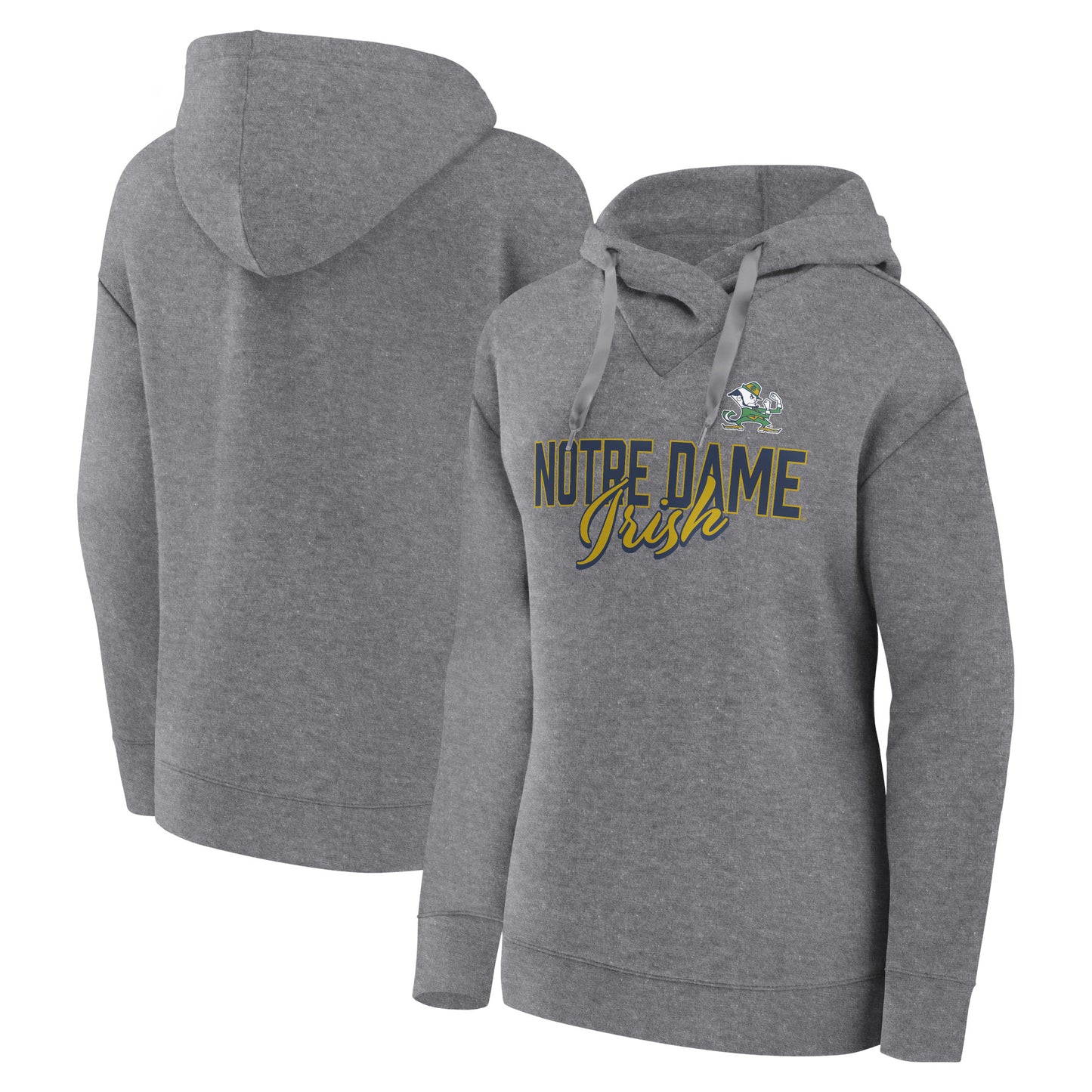 Women's Fanatics Heather Gray Notre Dame Fighting Irish Script Favorite Pullover Hoodie