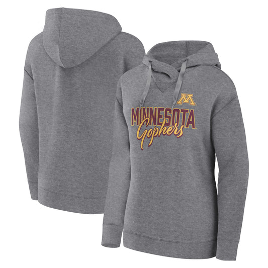 Women's Fanatics Heather Gray Minnesota Golden Gophers Script Favorite Pullover Hoodie