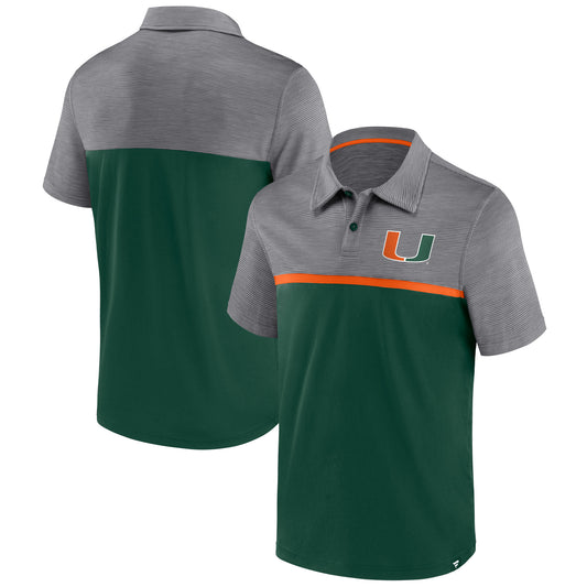 Men's Fanatics Green/Gray Miami Hurricanes Polo