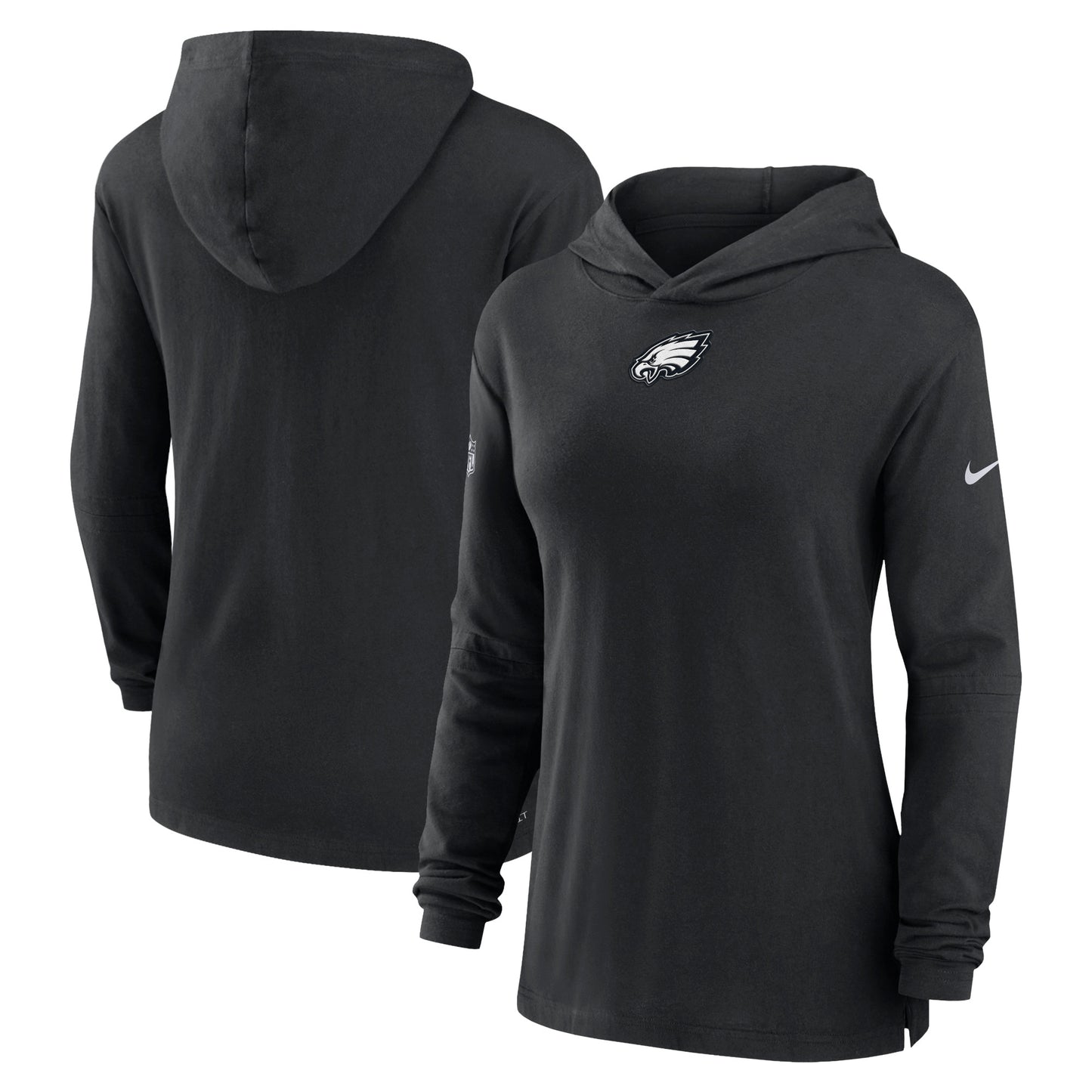 Women's Nike Black Philadelphia Eagles Sideline Performance Long Sleeve Hoodie T-Shirt