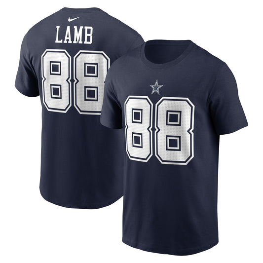 Men's Nike CeeDee Lamb  Navy Dallas Cowboys  Player Name & Number T-Shirt