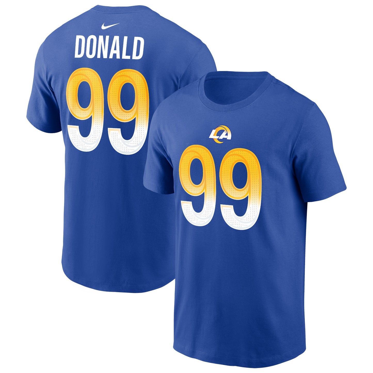 Men's Nike Aaron Donald Royal Los Angeles Rams Player Name & Number T-Shirt