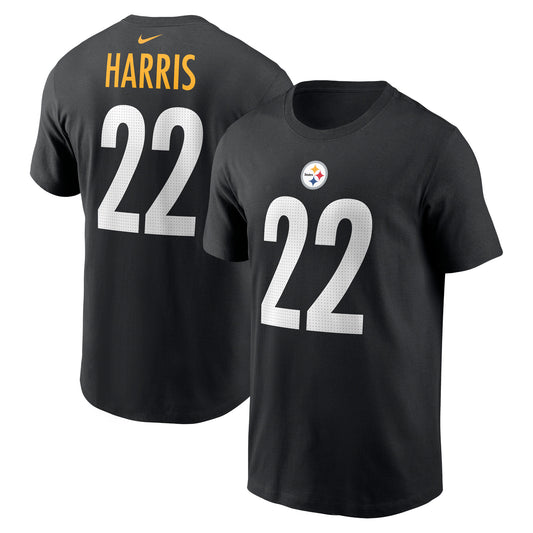 Men's Nike Najee Harris Black Pittsburgh Steelers Player Name & Number T-Shirt