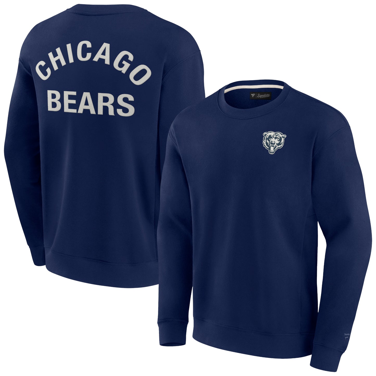 Unisex Fanatics Navy Chicago Bears Super Soft Pullover Crew Sweatshirt