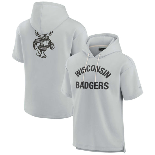 Unisex Fanatics Gray Wisconsin Badgers Elements Super Soft Fleece Short Sleeve Pullover Hoodie