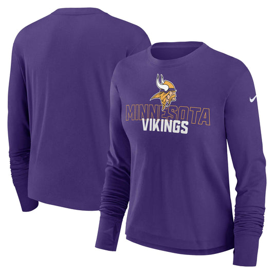 Women's Nike Purple Minnesota Vikings Modest Crop Performance Long Sleeve T-Shirt