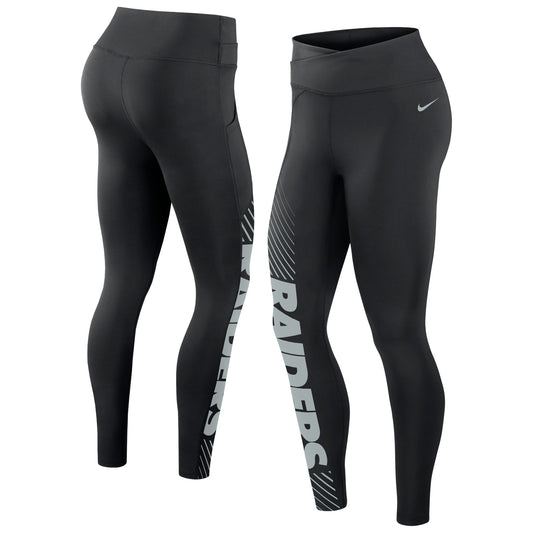 Women's Nike Black Las Vegas Raiders Yard Line Crossover Leggings