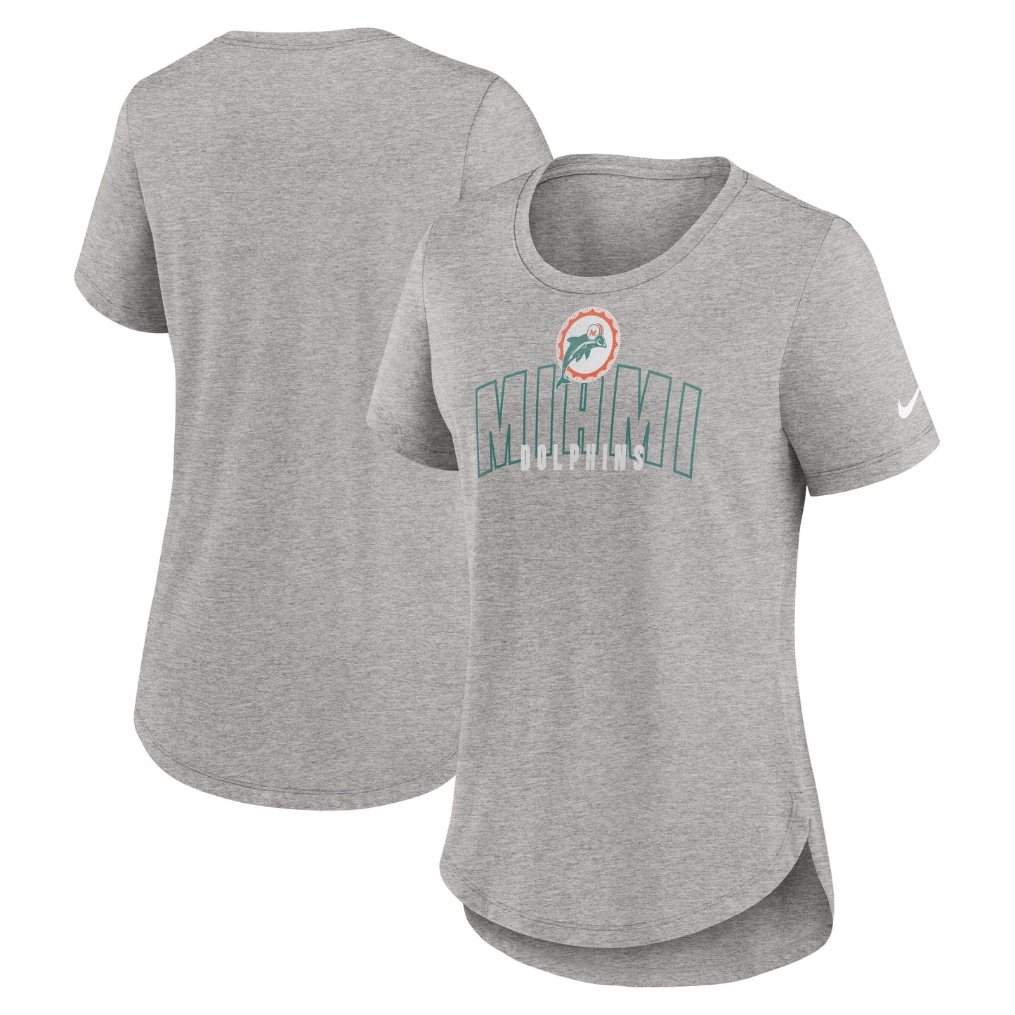 Women's Nike Heather Gray Miami Dolphins Fashion Tri-Blend T-Shirt