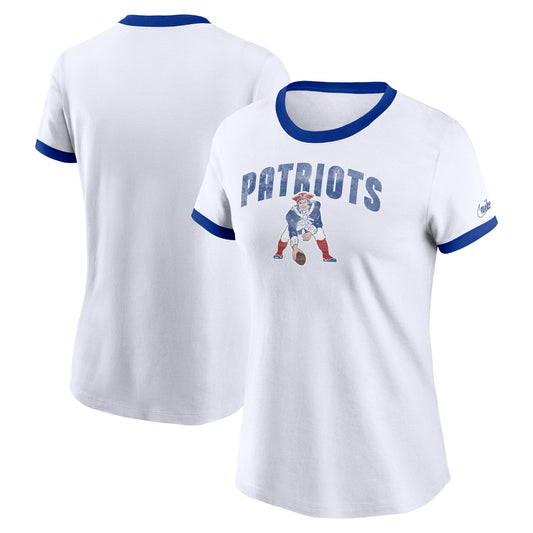 Women's Nike White New England Patriots Rewind Ringer T-Shirt