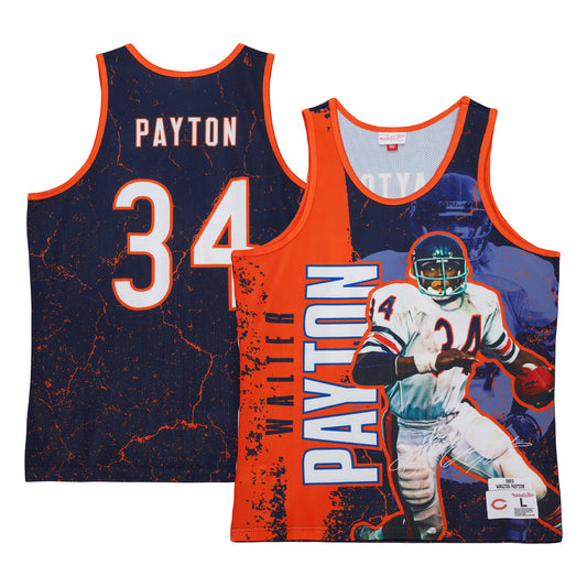 Men's Mitchell & Ness Walter Payton Navy Chicago Bears 1983 Player Burst Tank Top