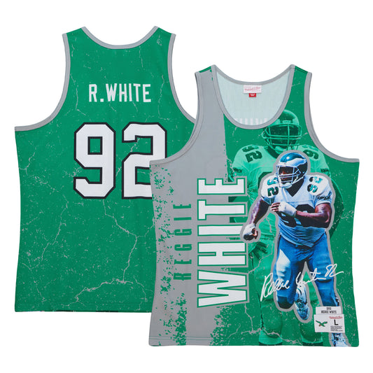 Men's Mitchell & Ness Reggie White Kelly Green Philadelphia Eagles 1992 Player Burst Tank Top