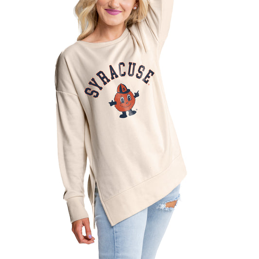 Women's Gameday Couture Cream Syracuse Orange Side Split Pullover Top