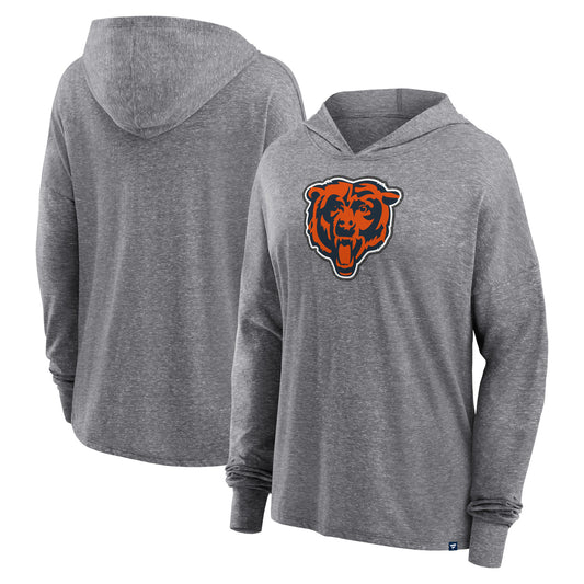 Women's Fanatics Heather Gray Chicago Bears Cozy Primary Pullover Hoodie