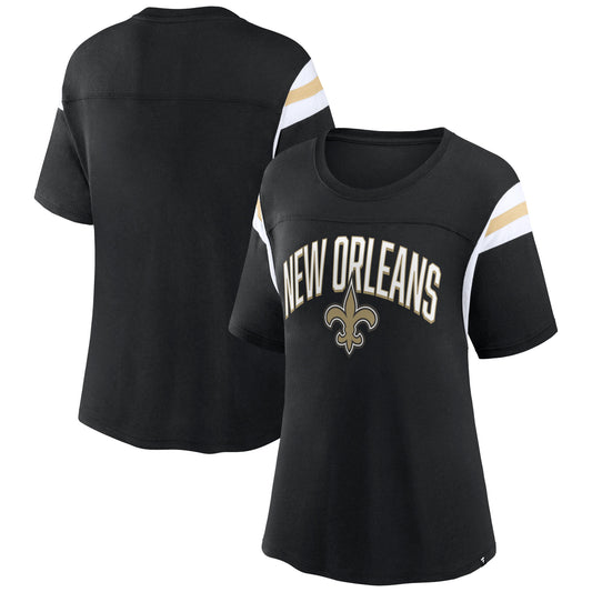 Women's Fanatics Black New Orleans Saints Earned Stripes T-Shirt