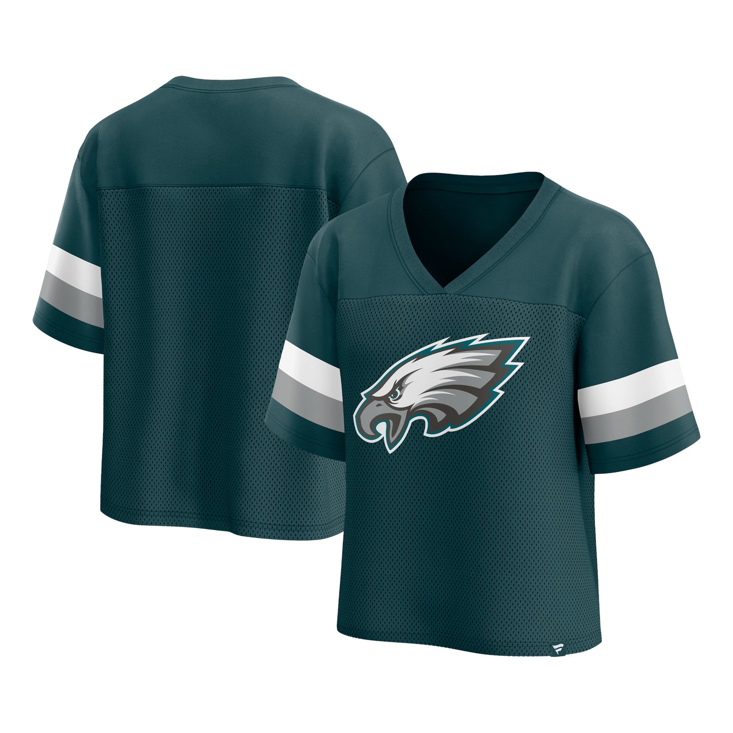 Women's Fanatics Midnight Green Philadelphia Eagles Established Jersey Cropped V-Neck T-Shirt