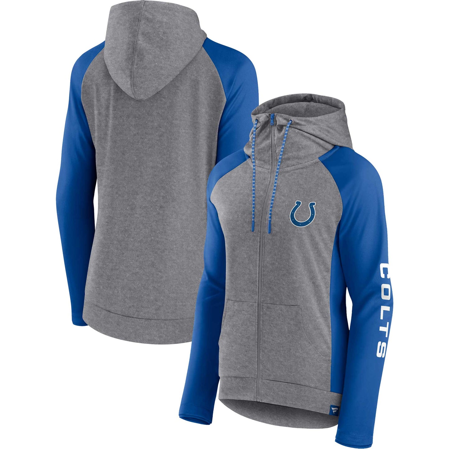 Women's Fanatics  Heather Gray/College Royal Indianapolis Colts Blind Side Lightweight Full-Zip Hoodie