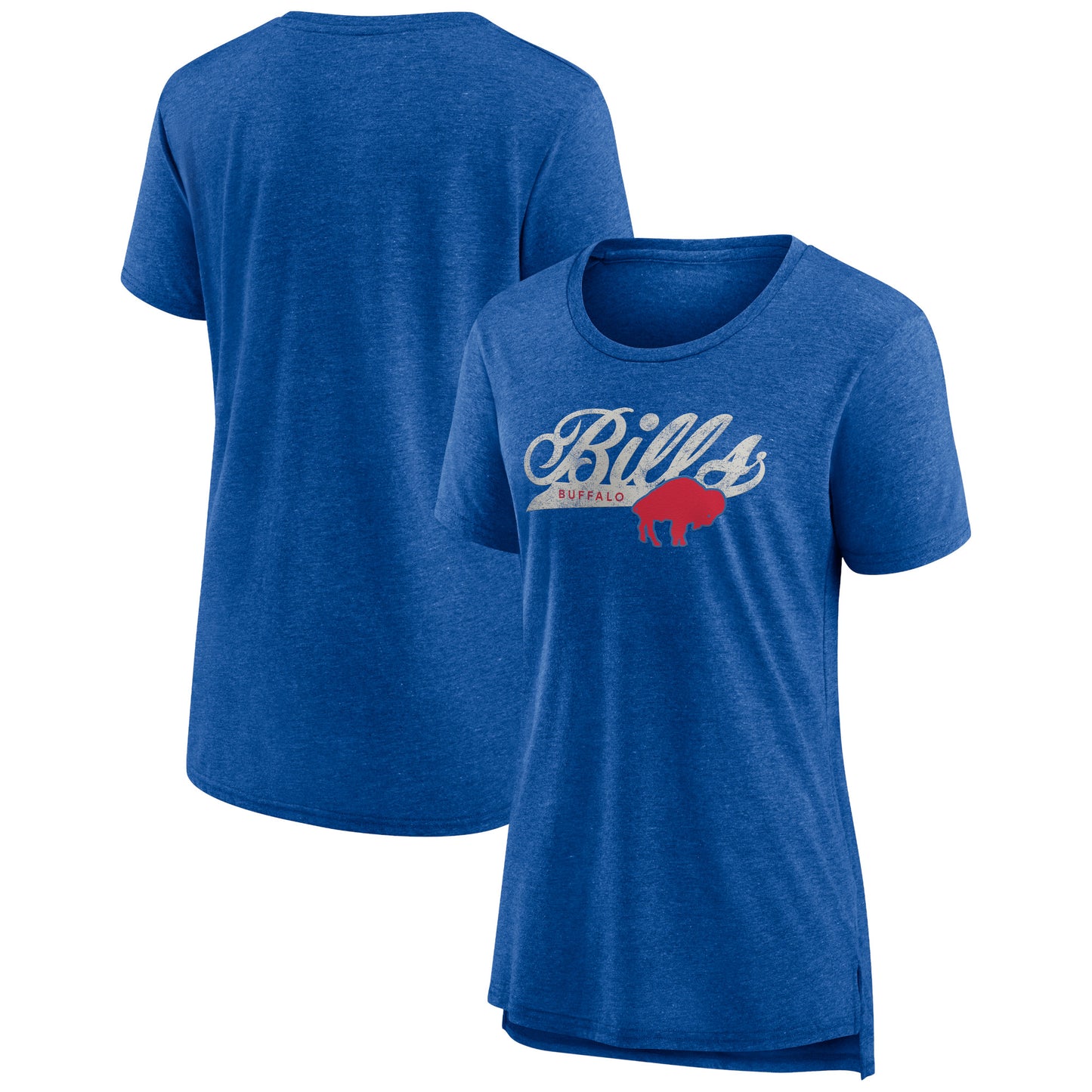 Women's Fanatics Heather Royal Buffalo Bills Original Play Tri-Blend T-Shirt