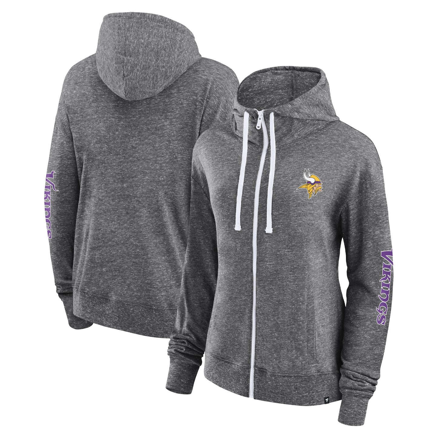 Women's Fanatics Heather Charcoal Minnesota Vikings Opening Coin Flip Lightweight Full-Zip Hoodie