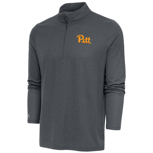 Men's Antigua Heather Charcoal Pitt Panthers Epic Quarter-Zip Pullover Top