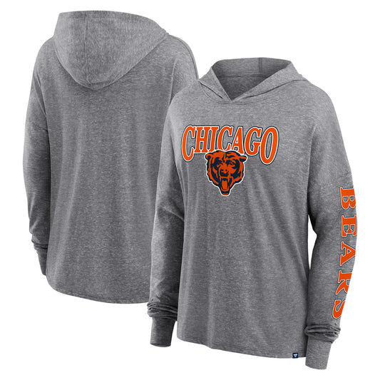 Women's Fanatics Heather Gray Chicago Bears Classic Outline Pullover Hoodie
