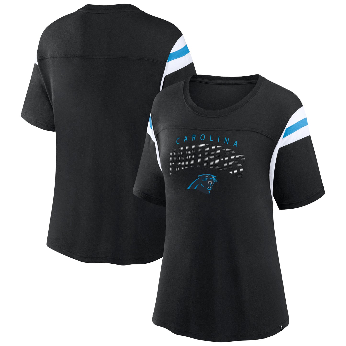 Women's Fanatics Black Carolina Panthers Classic Rhinestone T-Shirt