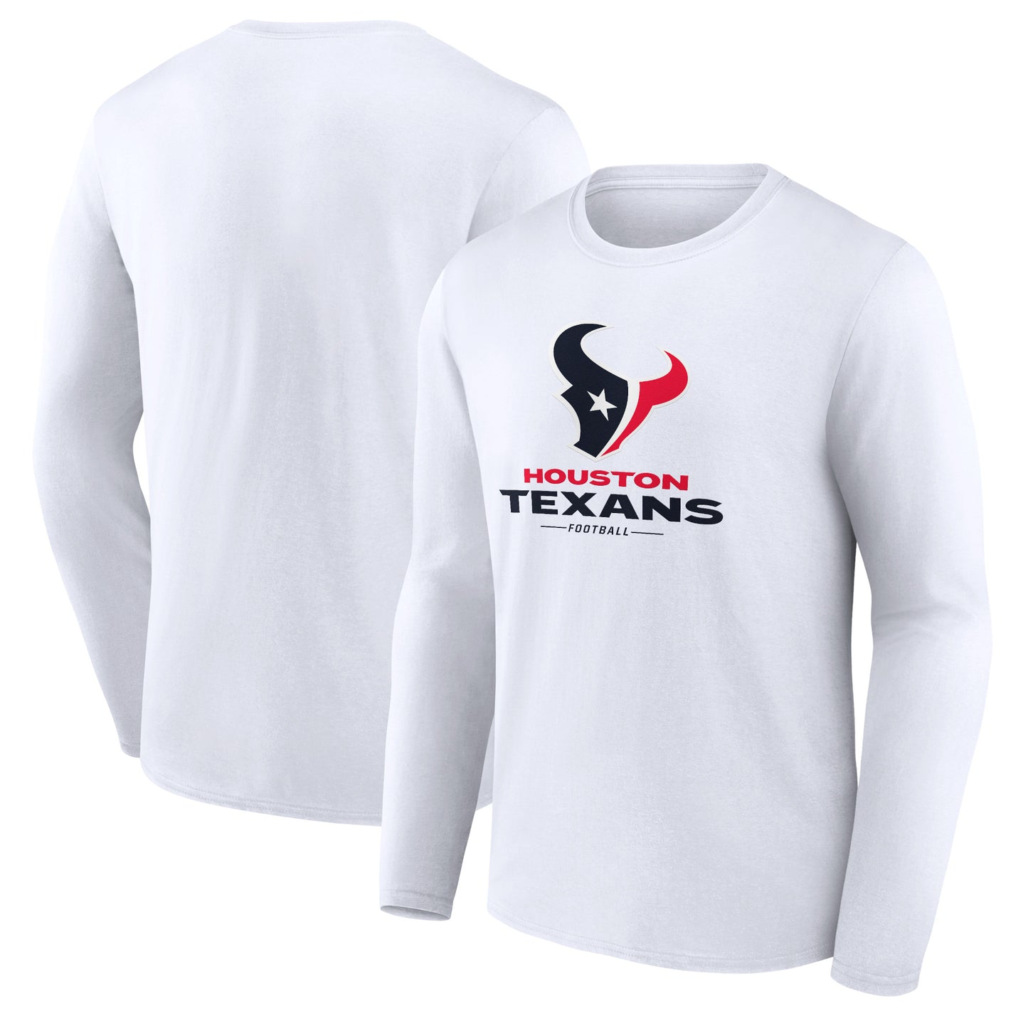 Men's White Houston Texans Logo Team Lockup Long Sleeve T-Shirt