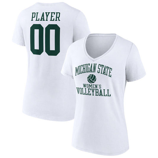 Women's  White Michigan State Spartans Women's Volleyball Pick-A-Player NIL Gameday Tradition V-Neck T-Shirt