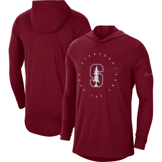 Men's Nike Cardinal Stanford Cardinal Campus Tri-Blend Performance Long Sleeve Hooded T-Shirt