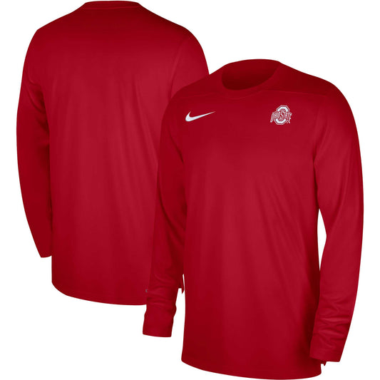 Men's Nike Scarlet Ohio State Buckeyes 2023 Sideline Coaches Long Sleeve Performance Top