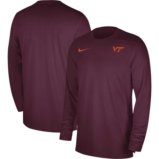 Men's Nike Maroon Virginia Tech Hokies 2023 Sideline Coaches Long Sleeve Performance Top