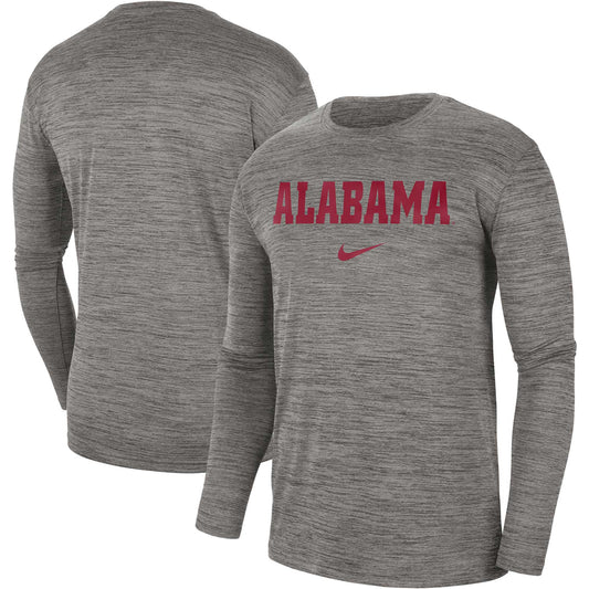 Men's Nike Heather Gray Alabama Crimson Tide Team Velocity Performance Long Sleeve T-Shirt