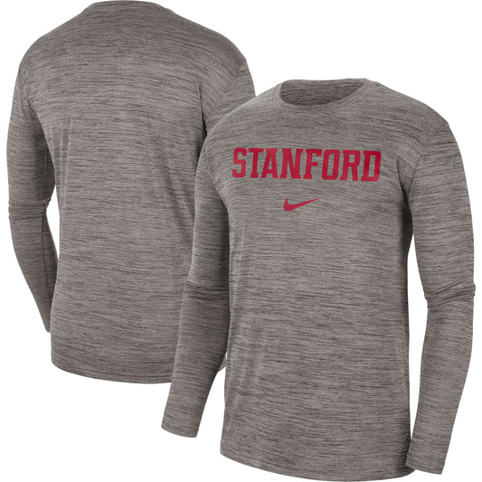 Men's Nike Heather Gray Stanford Cardinal Team Velocity Performance Long Sleeve T-Shirt